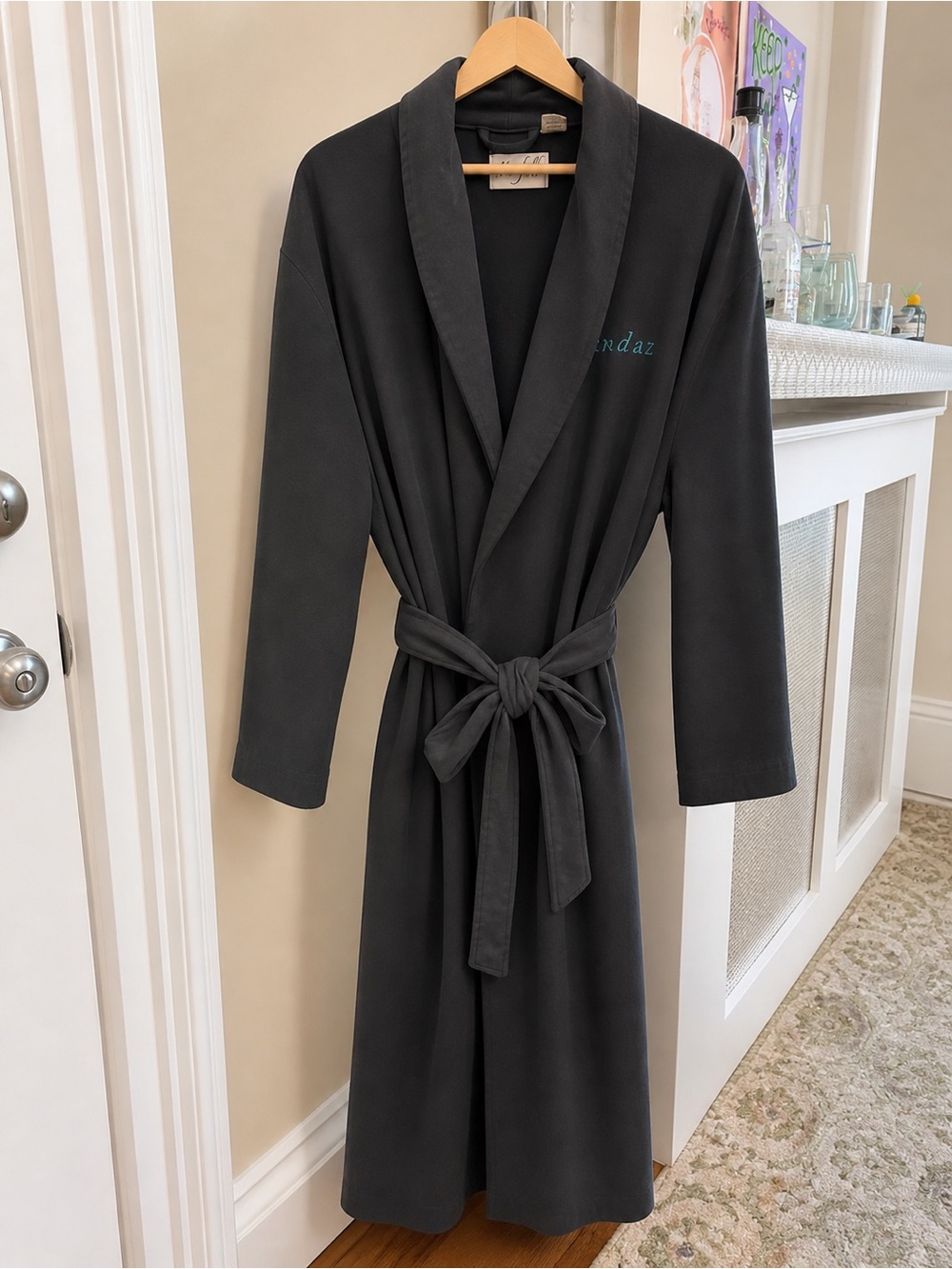 Andaz Mansfield Spa Robe Charcoal Gray One Size Unisex